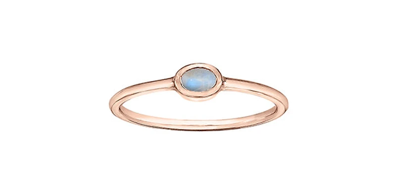 10K Rose Gold 0.25cttw Genuine Moonstone Ring, size 6.5