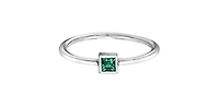 10K White Gold 0.15cttw Genuine Emerald Princess Cut Ring, size 6.5
