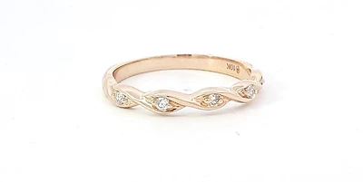 10K Yellow Gold Diamond 0.08cttw Round Cut Band, 6.5