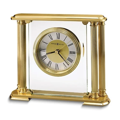 Howard Miller Athens Brass and Beveled Glass Quartz Clock