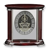 Luxembourg Rosewood Finish and Chrome Trim Skeleton Dial Mantel Clock