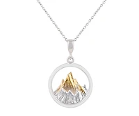 925 Sterling Silver and Gold Plated 0.015cttw Canadian Diamond Mountain Pendant