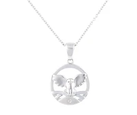 925 Sterling Silver 0.015cttw Canadian Diamond Great Snowy Owl Pendant