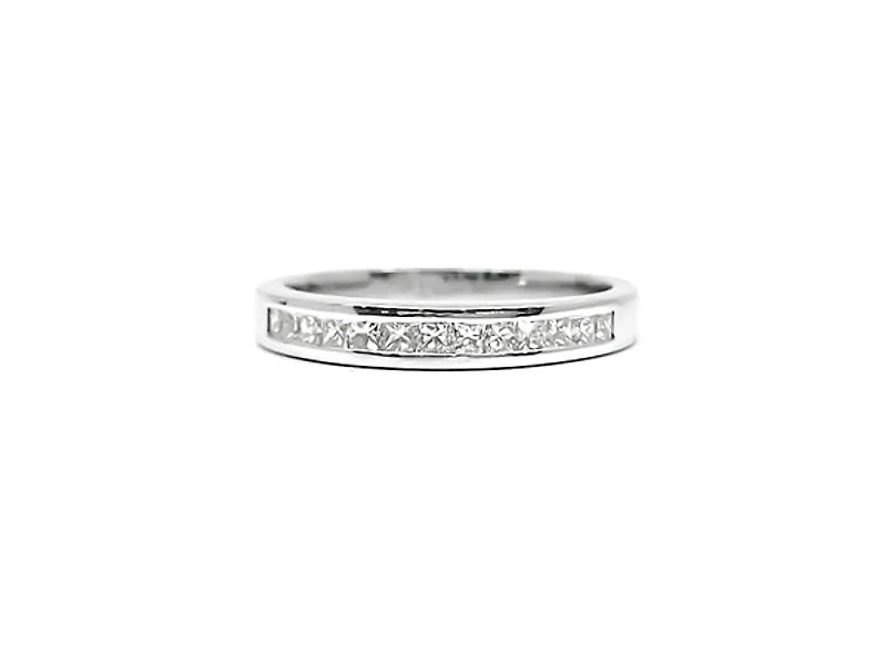 14K White Gold 0.40ctts Princess Cut Diamond Wedding Band - ct