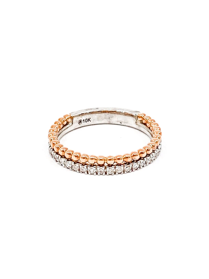 10K Rose & White Gold 0.30cttw Diamond Band, size 6.5