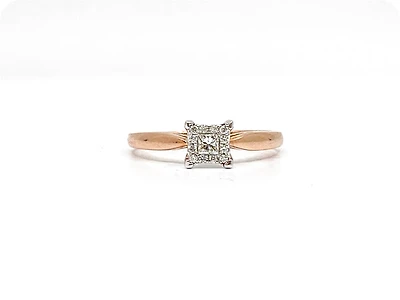 10K Rose Gold 0.13cttw Diamond Ring, size 6.5 - 4.5