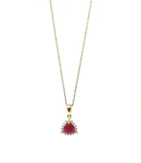 10K Yellow Gold Ruby and Diamond Necklace, 18"