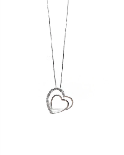10K White Gold 0.05cttw Diamond Heart Pendant, 18"
