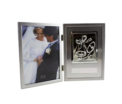 5x7" Aluminum Frame with 2 Wedding Bells
