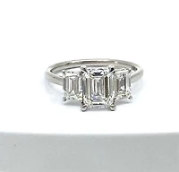 14K White gold 3.40Cttw Lab Grown Emerald Cut Diamond Engagement / Anniversary Ring