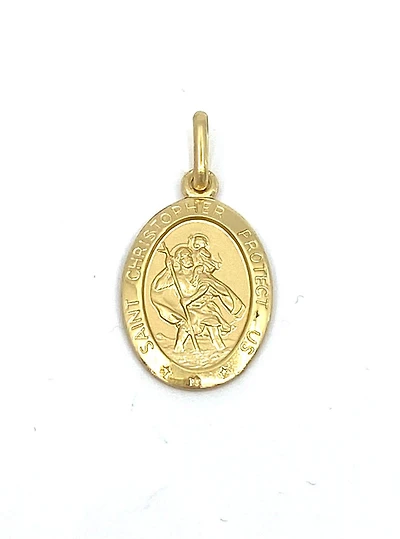10K Yellow Gold Oval St. Christopher's 3D Charm