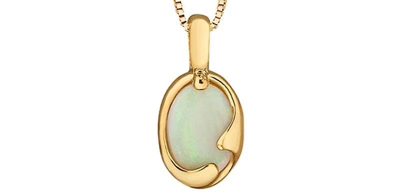 10K Yellow Gold Genuine Opal Pendant