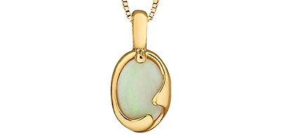 10K Yellow Gold Genuine Opal Pendant