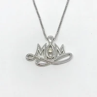 Sterling Silver 0.024cttw Canadian Diamond "Mom" Pendant, 18"