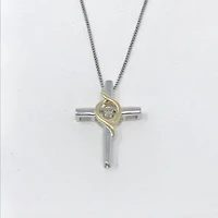 Sterling Silver & 10K Yellow Gold 0.037cttw Canadian Diamond Pendant, 18"
