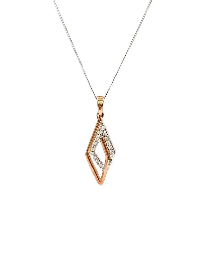 10K White and Rose Gold 0.08cttw Diamond Pendant, 18"