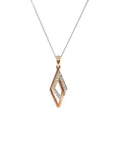 10K White and Rose Gold 0.08cttw Diamond Pendant, 18"