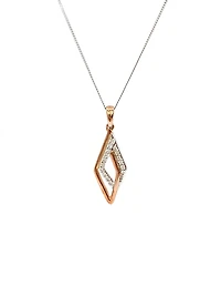 10K White and Rose Gold 0.08cttw Diamond Pendant, 18"