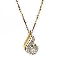10K Yellow Gold 0.17ttw Canadian Diamond Halo Necklace, 18"