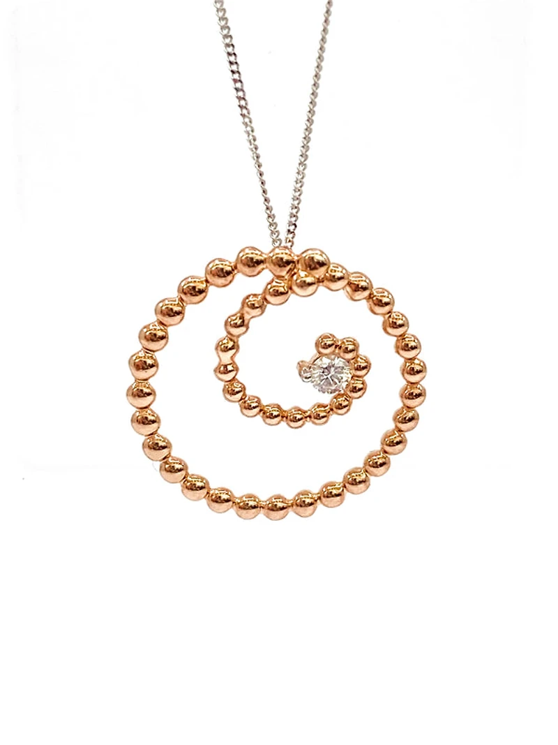 10K White & Rose Gold 0.08cttw Diamond Pendant, 18"