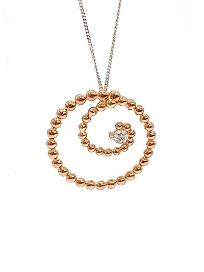 10K White & Rose Gold 0.08cttw Diamond Pendant, 18"