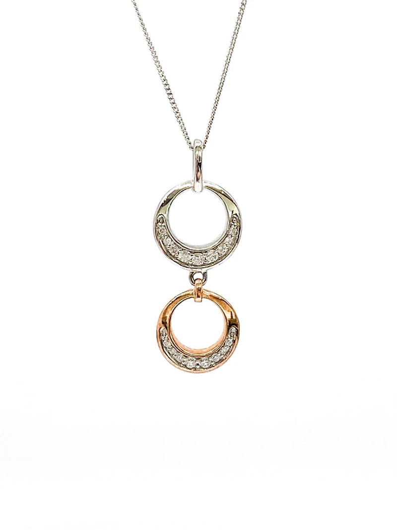 10K White & Rose Gold 0.39cttw Diamond Pendant, 18"