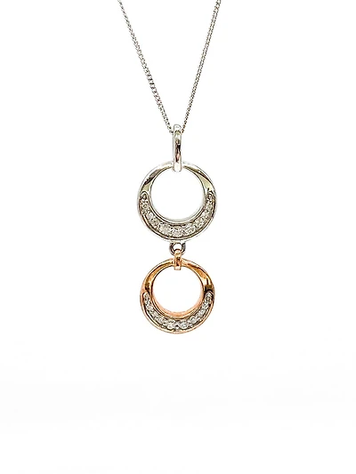 10K White & Rose Gold 0.39cttw Diamond Pendant, 18"