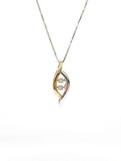 10K White & Yellow Gold 0.02cttw Diamond Pulse Pendant, 18"
