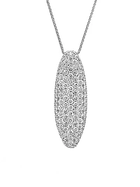 10K White Gold 2.11cttw Diamond Pave Pendant, 18"