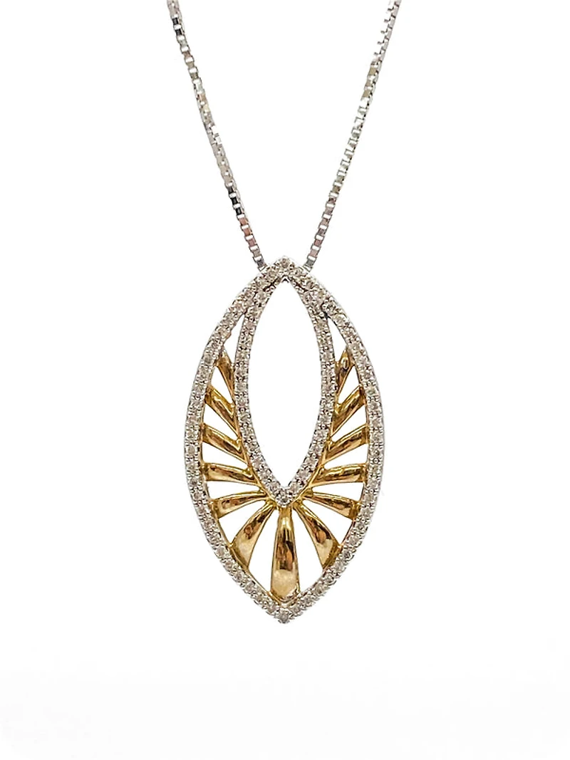 10K White & Yellow Gold 0.25cttw Diamond Pendant, 18"