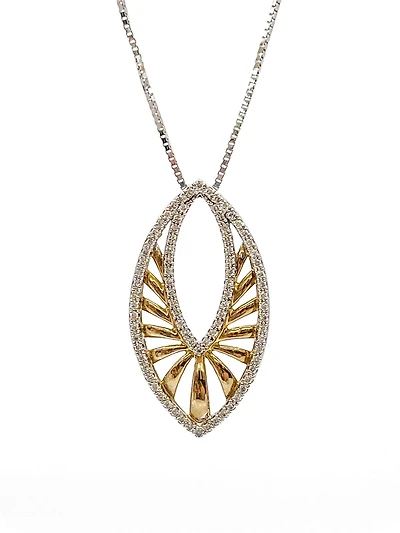 10K White & Yellow Gold 0.25cttw Diamond Pendant, 18"