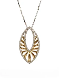 10K White & Yellow Gold 0.25cttw Diamond Pendant, 18"