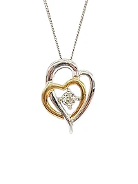 10K White & Yellow Gold 0.15cttw Diamond Heart Pendant, 18"