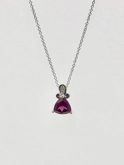 Rhodalite Garnet and Diamond Pendant
