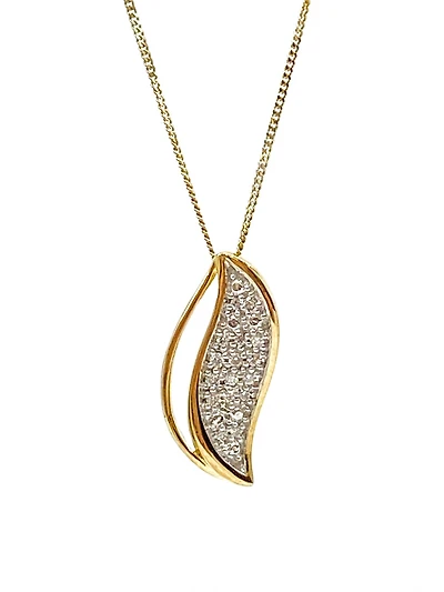 10K Yellow Gold 0.06cttw Diamond Pave Pendant, 18"