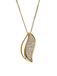 10K Yellow Gold 0.06cttw Diamond Pave Pendant, 18"