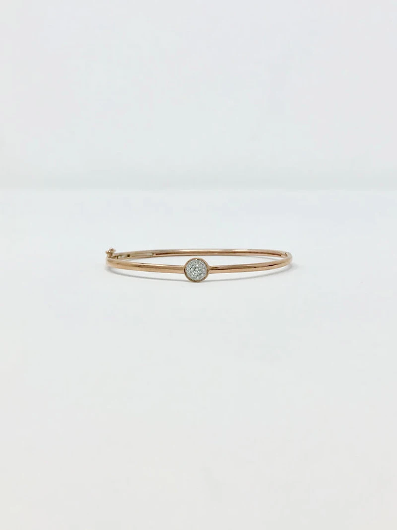10K Rose Gold 0.25cttw Diamond Bangle, 7"