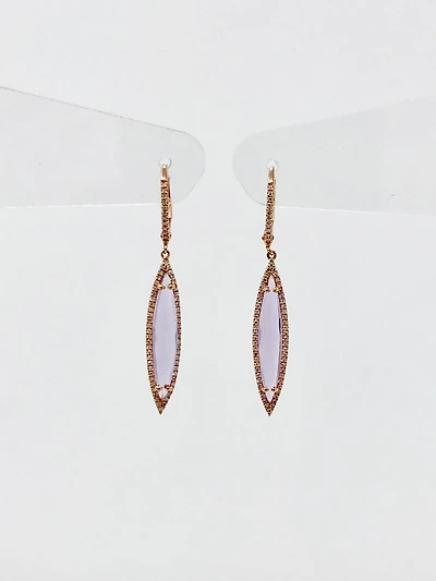 Pink Lilac Amethyst and Diamond Earrings