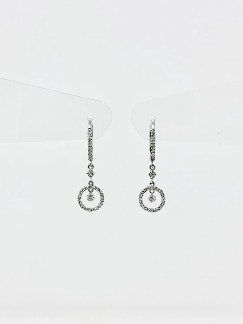 14K White Gold 0.29cttw Diamond Dangle / Drop / Chandelier Earrings