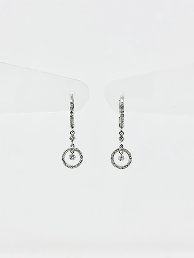 14K White Gold 0.29cttw Diamond Dangle / Drop / Chandelier Earrings