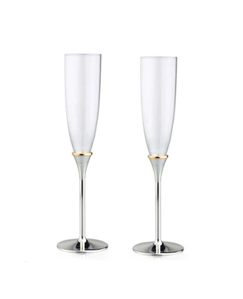 2 Pieces Toasting Flutes with Gold Band