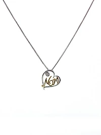 Sterling Silver & 10K Yellow Gold Two Tone Diamond Mom Pendant