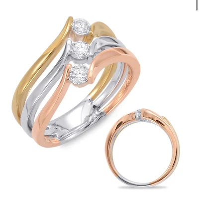14K Tri Tone Gold 0.40cttw Diamond Ring, size 6