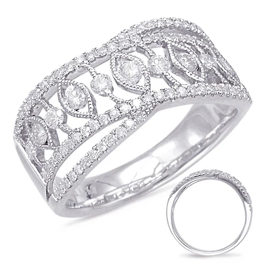 14K White Gold 0.62cttw Diamond Ring, size 6