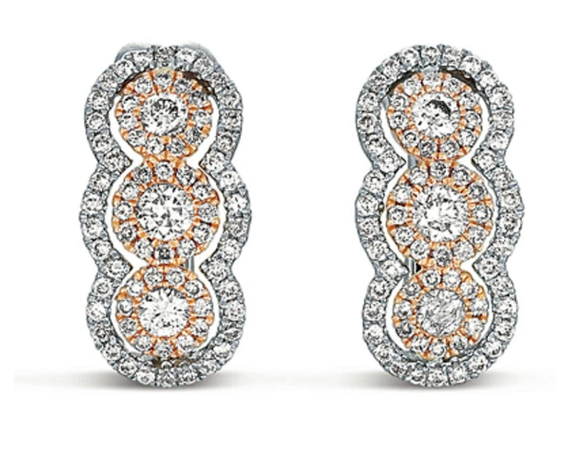 14K White & Rose Gold 0.76cttw Diamond Hoop Earrings