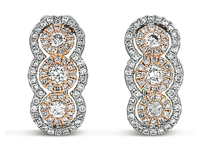 14K White & Rose Gold 0.76cttw Diamond Hoop Earrings