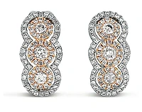 14K White & Rose Gold 0.76cttw Diamond Hoop Earrings