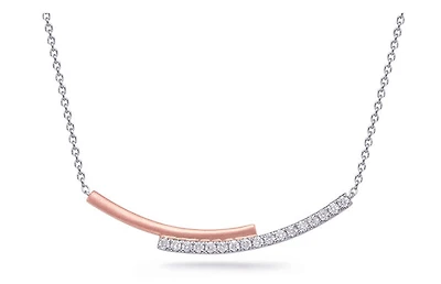 14K White & Rose Gold 0.20cttw Diamond Pendant, 18"