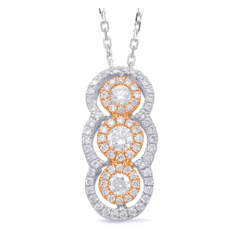 14K White & Rose Gold 0.43cttw Diamond Pendant, 18"