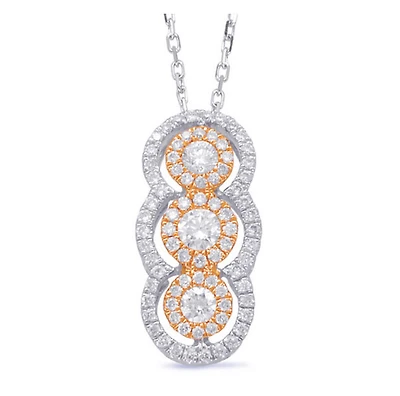 14K White & Rose Gold 0.43cttw Diamond Pendant, 18"